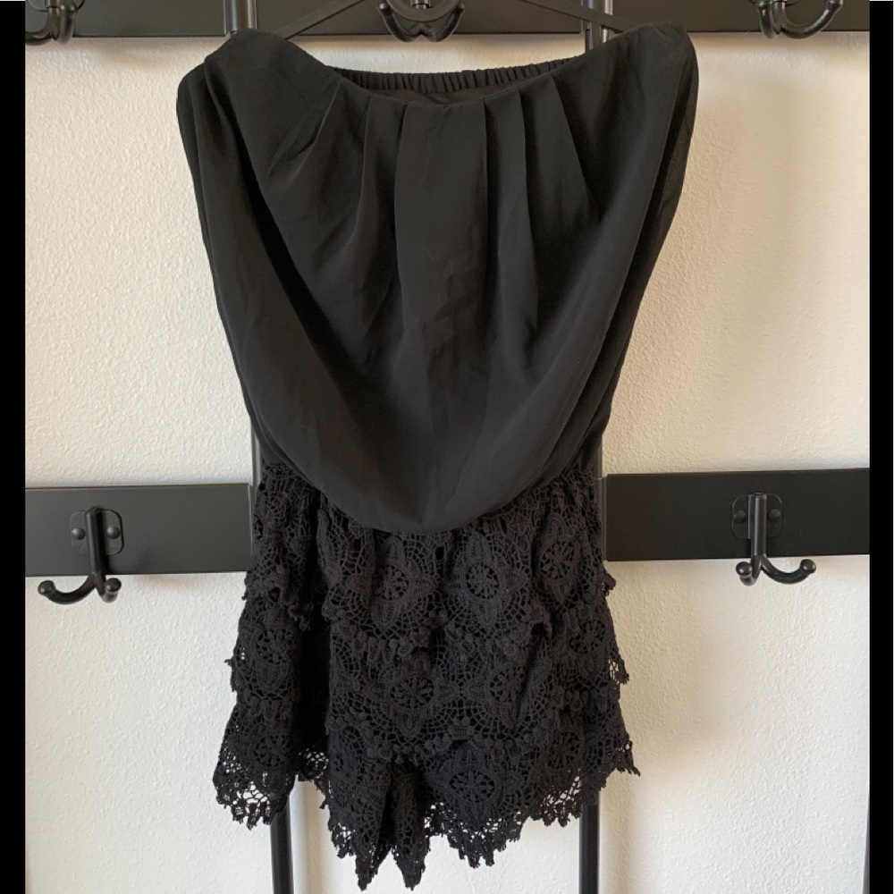 Windsor Strapless Black Shorts Romper